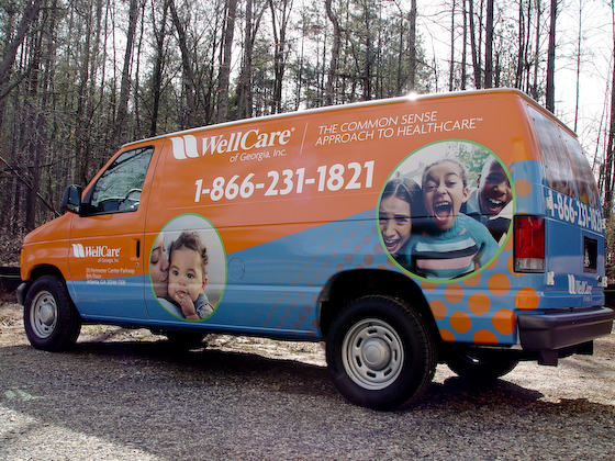 Post image for daily driving promotes Wellcare with van wrap
