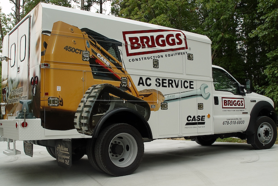 Thumbnail image for wrapped service fleet travels across town to help contractors