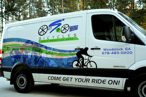 Thumbnail image for partial wraps grab attention for bike shop