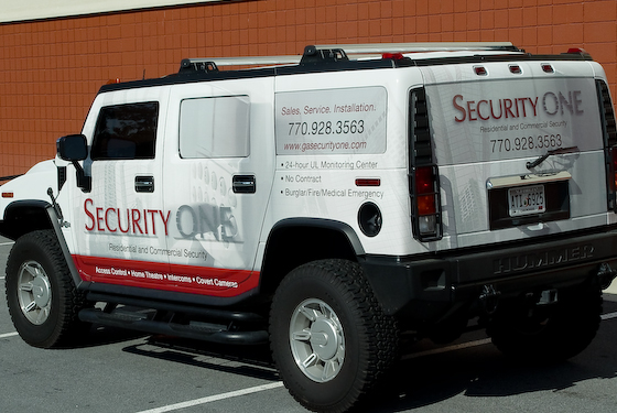 Post image for Hummer wrap conveys trust for security company