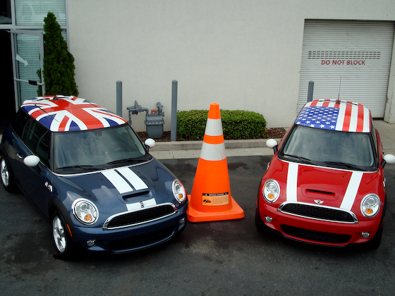 Post image for battle of the continents via MINI roof wraps