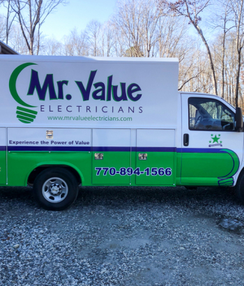 Decaled auto with graphics for electrician